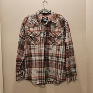 NWOT Harley Davidson Men's Flannel Plaid Shirt Size Large
